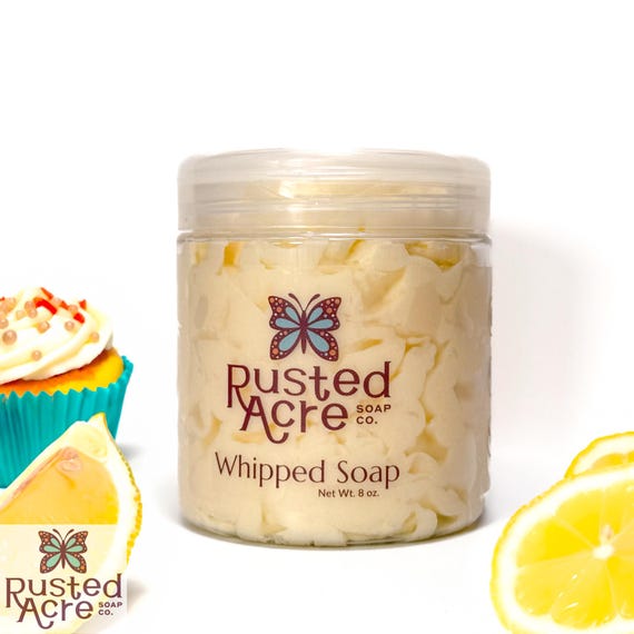 Lemon Cupcake Whipped Soap – Fluffy Foaming Body Wash & Shave Soap | Moisturizing Vegan Soap | Sweet Citrus Bakery Scent | Handmade Gift