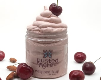 Cherry Almond Whipped Soap – Handmade Foaming Body Wash | Shaving Cream | Moisturizing Vegan Soap with Sweet Cherry & Almond Scent