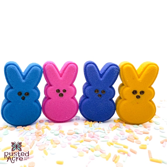 Bunny Bath Bombs Set of 4 | Easter Egg Fillers & Basket Stuffers, Bitten Bunny Option, Easter Party Favors, Handmade by Rusted Acre