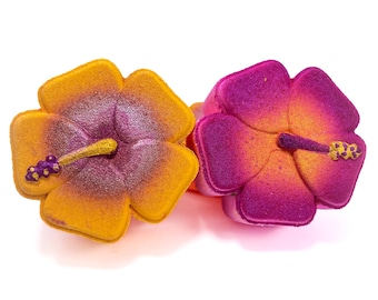 Handmade Hibiscus Bath Bomb | Hand Painted Floral Bath Bomb, Spring Bath Bomb, Mother’s Day Gift, Spa Bath Bomb, Gift for Mom, Rusted Acre