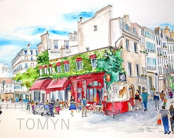 NEW! Paris Restaurant CHEZ MARIANNE in  Marais District. Paris Art Print. Mediterranean Restaurants in Paris. Paris Wall Art.
