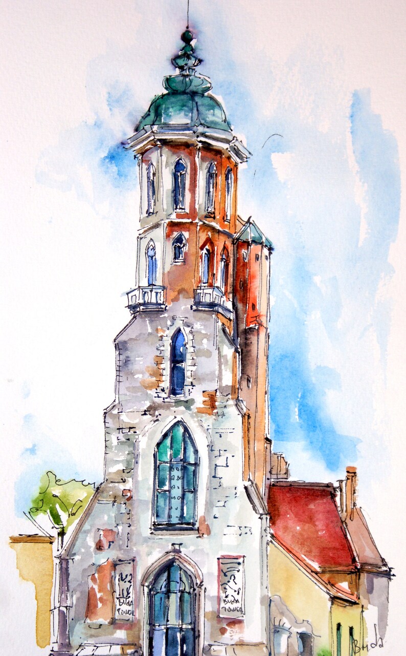 BUDAPEST Art Print New!! Art Print From Budapest. Mary Magdalene Tower BUDA TOWER Hungary Wall Art Hungary Print