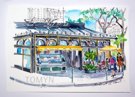 Le Dome Paris Restaurant In Montparnasse Paris Cafe Art Etsy