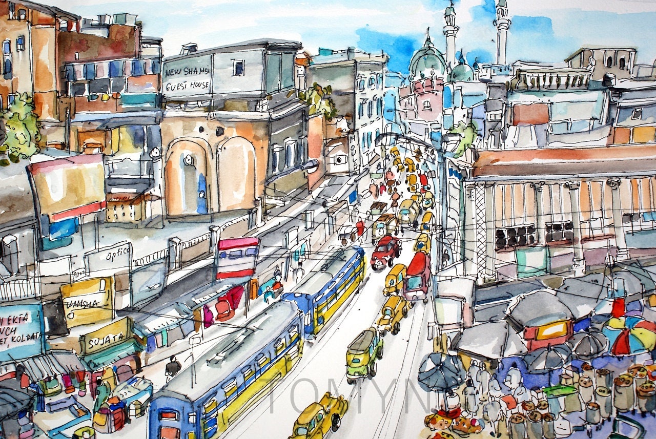 Kolkata Street by artist Raju Sarkar  ArtZolocom