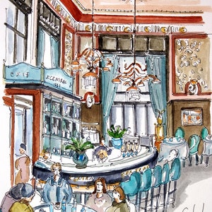 NEU! Central Cafe & Restaurant 1887 - Budapest, Pest. Budapest Kunstdruck. Budapest Cafe Kunst. Ungarn Wall Art. Ungarischer Druck