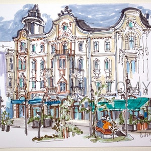 LVIV ORIGINEEL SCHILDERIJ. Lviv Architectuur Art. Lviv Wall Art. Lviv, Rudanska Street Art. Lviv Centrum. Oekraïne Gift Art. Lviv Schets.