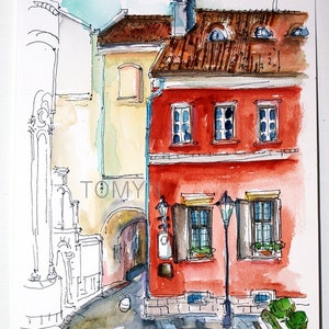 LVIV WATERCOLOR GIFT. Ukraine Wall Art. Lviv Original Painting. Lviv Armenian Court. Lviv  Architecture Art. Ukrainian Home Art.