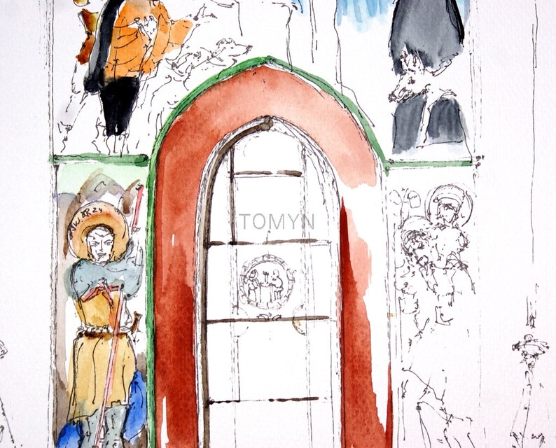 St UKRAINE Original Watercolor Odelone/'s Funeral The Armenian Cathedral Lviv Interior Church Art LVIV Ukrainian Painting.