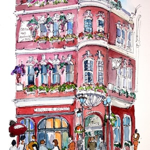 London Pub Gift. Covent Garden Watercolor Print. London Wall Art. England Historical Public Houses Art. London Prints.