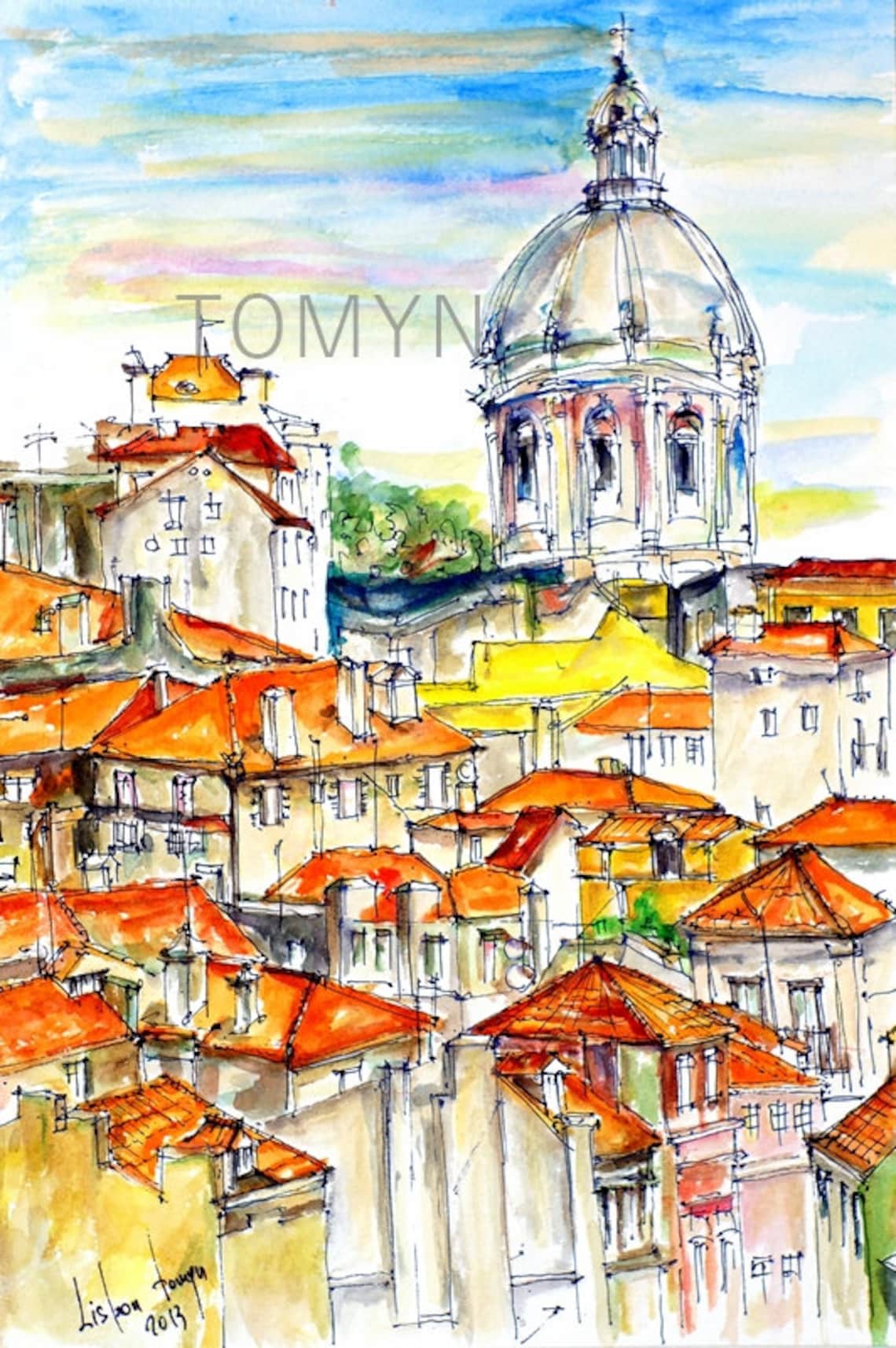 LISBON. PORTUGAL Art PRINTS. Print from original watercolor Etsy