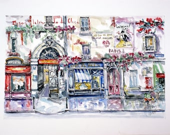 Beautiful streets of Paris. Parisian Art Print. French Cafe Print. Passage Choiseul Wall Art. Parisian Gift Art.