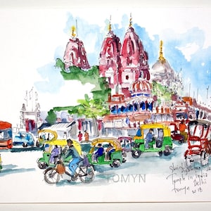 IMPRESIÓN INDIA. DELHI Arte mural. Shri Digambar Jain Lal Mandir. Templo de la India. Impresión de arte hindi. Chandni Chowk área Imprimir. Arte indio.