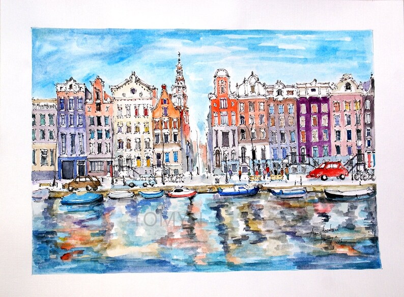 Amsterdam Art Print. Netherlands Wall Art. Traditional Dutch Etsy