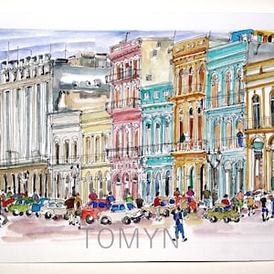 NIEUW! Mexico-Stad Aquarel Art. Mexicaanse Home Art. Mexico Gift Art. Hoofdsteden in het Caribisch gebied Originele Kunst. Caribbean City Schilderij.
