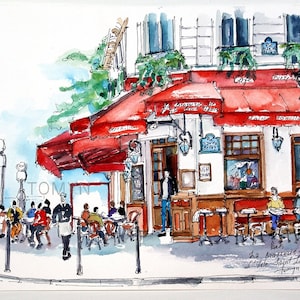 La Brasserie de l'isle Saint Louise. PARIJS aquarel Art Print. Afdruk van originele kunst. Parijse brasseriekunst. Beste plek van Parijs