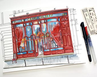 Restaurant Le Grand Colbert, Rue Vivienne. Paris Original Watercolour. Paris  Painting. Paris Wall Art. Paris Gift. Paris Home Decor.