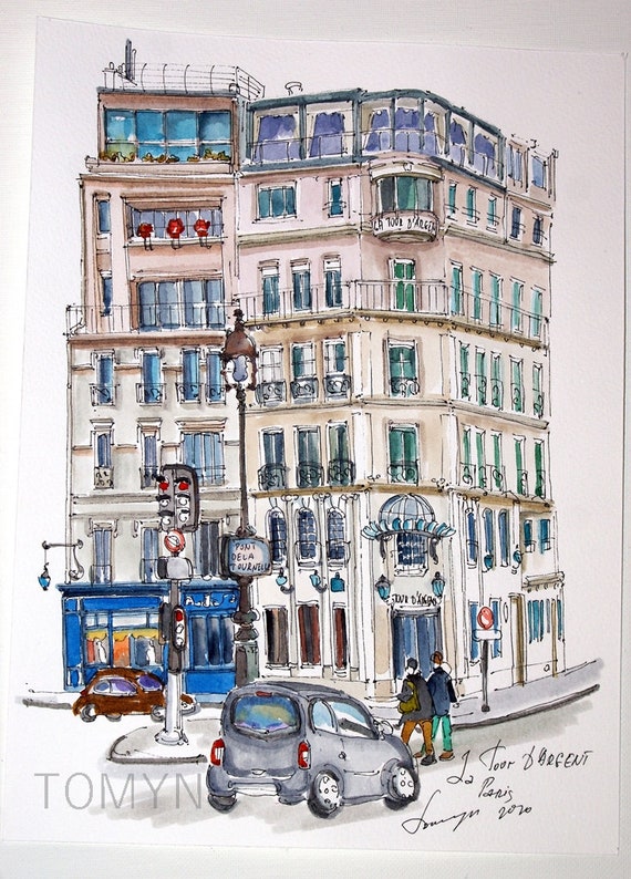 LA TOUR D'ARGENT St. Valentin アートプレート La TOUR D'ARGENT. Historic and Michelin Star Parisian Restaurant