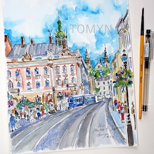 LVIV MARKET SQUARE. Lviv Architecture Art. Lviv Market Square.Lviv  Old Town Original Art. Ukraine Wall Art. Ukraine Home Decor.