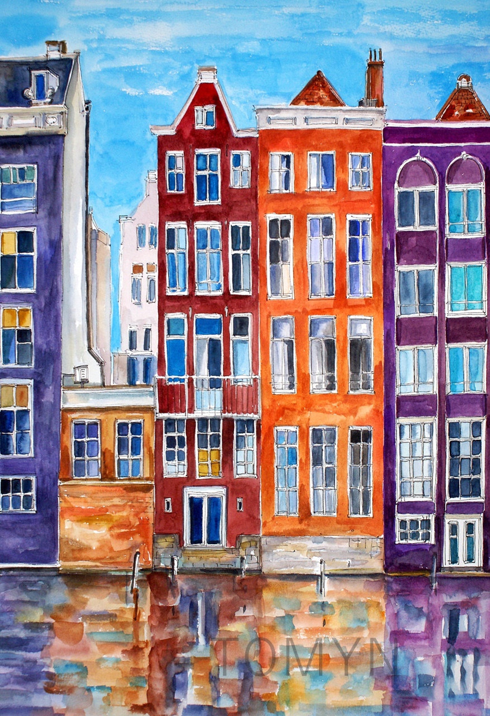 NEW Amsterdam Colorful Buildings Art. Amsterdam Houses Etsy