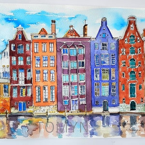 AMSTERDAM  HOUSES Art Print. Canal Houses of Amsterdam. Netherlands. Amsterdam Wall Art. Amsterdam Buildings. Amsterdam Art