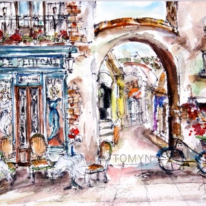NEW! Le PETIT CAFE.  Paris Wall art. Paris Art Print. Paris Cafe Art. Parisian Gift Art. Paris Watercolor Print. Paris Restaurant Print