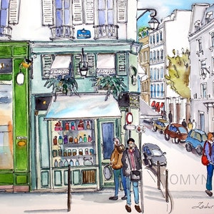 Iconic French Brasserie Laduree. Bakeries in Paris. Paris Cafe Art. Paris Art Print. French Brasserie Art. Paris Shop Art