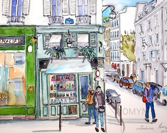 Iconic French Brasserie Laduree. Bakeries in Paris. Paris Cafe Art. Paris Art Print. French Brasserie Art. Paris Shop Art