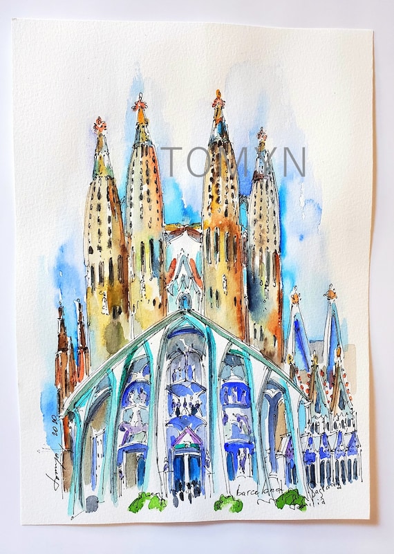 La SAGRADA FAMILIA Church Art Print. BARCELONA, Spain. Wall