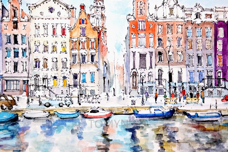 Amsterdam Art Print. Netherlands Wall Art. Traditional Dutch Etsy
