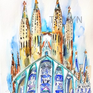 La SAGRADA FAMILIA Church Art Print. BARCELONA, Spain. Wall Art Of Barcelona. Catalonia Art. Roman Catholic Church. Gaudi Art.