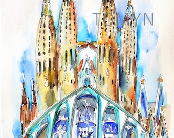 La SAGRADA FAMILIA Church Art Print. BARCELONA, Spain. Wall Art Of Barcelona. Catalonia Art. Roman Catholic Church. Gaudi Art.