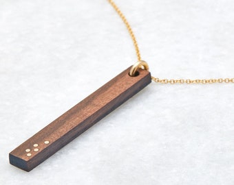 Modern Wood Bar Pendant - Wood Necklace - Wooden Gift - Wood Pendant - Wood Anniversary Gift For Her - Wood Jewelry