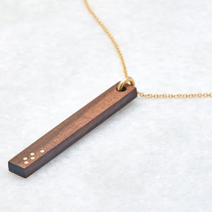 Modern Wood Bar Pendant - Wood Necklace - Wooden Gift - Wood Pendant - Wood Anniversary Gift For Her - Wood Jewelry