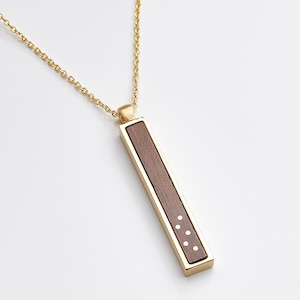 5th Wedding Anniversary Gift for Her - Gold Inlay Wood Pendant Necklace for Wife
