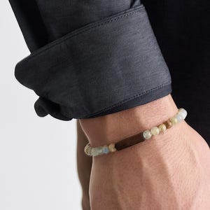Natural Stone and Wood Engravable Mens Bracelet - Gift for Boyfriend, Friend, Husband - 5th Wooden Wedding Anniversary for Him