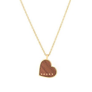 Wooden Heart Pendant - 5th Anniversary Gift For Her - 5 Year Anniversary Gift For Wife - Wood Heart Necklace - Wood Gift - Wood Anniversary image 2