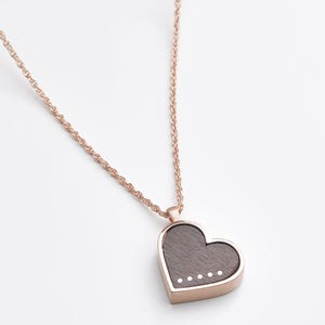 Holz & Rosegold Herz Halskette - Geschenk zum 5. Jahrestag für sie - Personalisiertes Geschenk aus Holz - Holz Herz Halskette - Holz Jahrestag