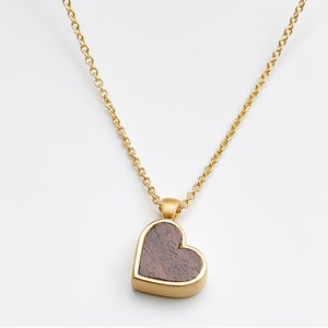 Mini Wood Heart Necklace - 5 Year Anniversary for Her - Wood Jewelry Gift - Wooden Anniversary Gift