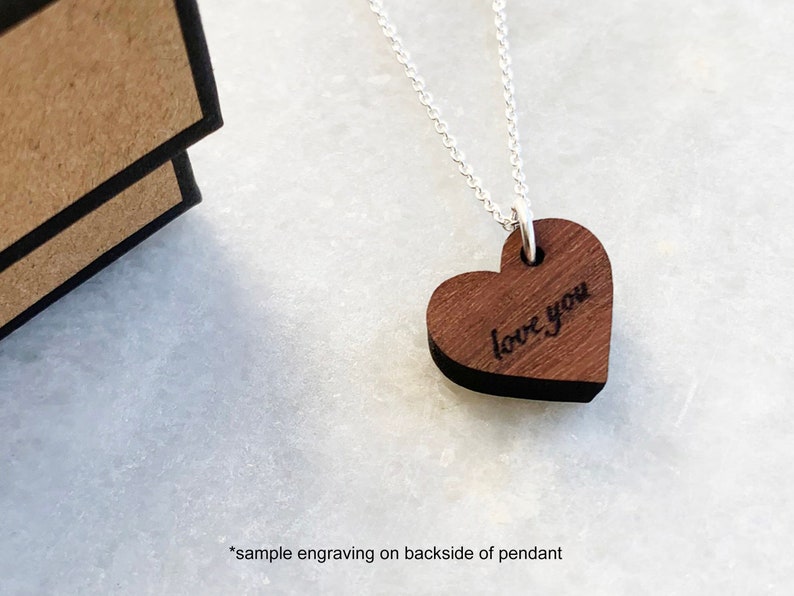 5th Anniversary Gift For Wife Wood Heart Necklace Wooden Pendant Custom Wood Pendant Wood Anniversary Necklace Wood Gift zdjęcie 6