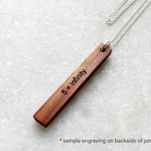 Wood Pendant Necklace 5th Anniversary Gift For Her Wood Necklace Wooden Jewelry Wood Gift For Her 5 Year Anniversary Gift for wife image 4