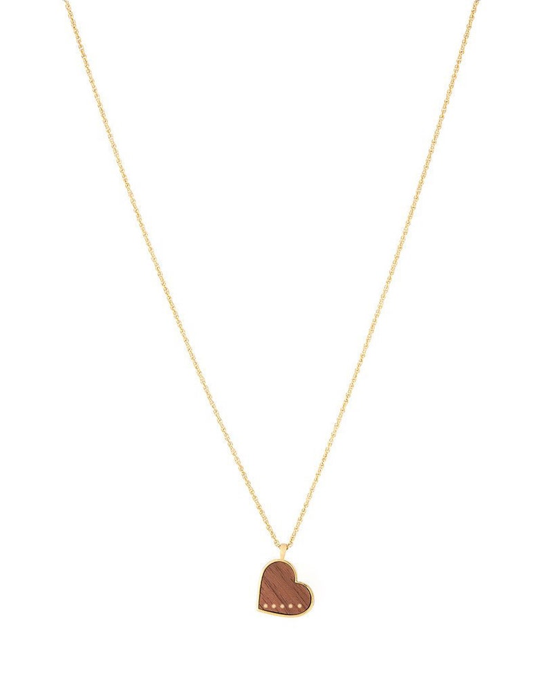 Wooden Heart Pendant - 5th Anniversary Gift For Her - 5 Year Anniversary Gift For Wife - Wood Heart Necklace - Wood Gift - Wood Anniversary image 2