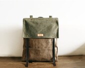 Army Green ,Brown Personality Leather Canvas Backpack,16 ounces Canvas Backpack ,Travel Bag,School Bag