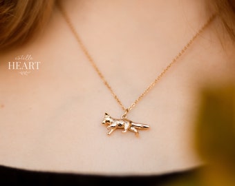 Cute Gold Fox Necklace | Gold plated jewelry with a fox pendant | Nature animal gold jewelry | Gold Plated Fox Gift Pendant