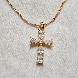 Gold Cross Necklace | Gold Plated Jewelry with a Cross Pendant | Gold Religion Jewelry | Gold Plated Cross Religion Gift Pendant