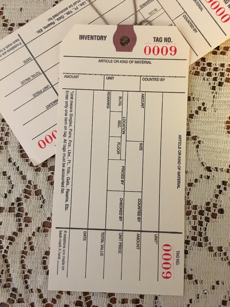 Inventory Tags Set of 10 Etsy