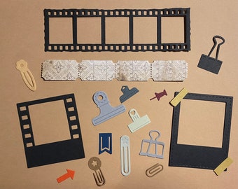 Photo Film Tickets Clips Embellishments Die-Cuts - set of 18