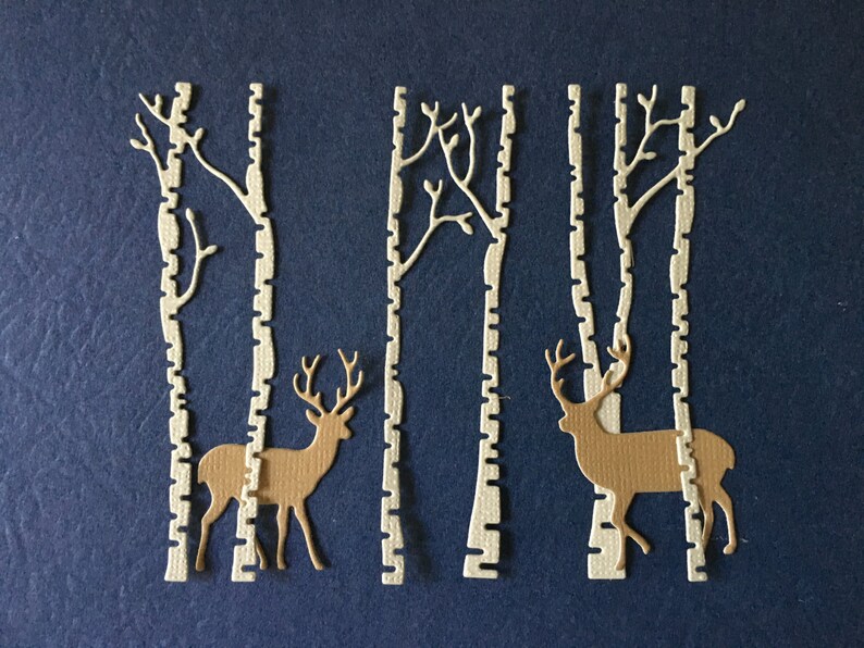 Birch Trees & Deer Diecuts One Set as Shown Etsy