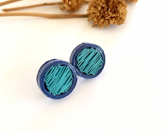 Quilling paper earrings in turquoise and blue paper, paper jewelry, eco-friendly