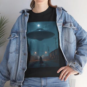 Out-of-this-world Alien Encounter Tee, UFO Graphic T-Shirt, Sci-Fi Apparel, Space Lover Gift, Casual Wear, Unique Graphic Tee