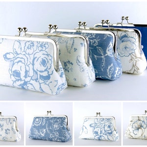 Floral Linen Bridesmaid Clutch: Silk Lined Wedding Purse